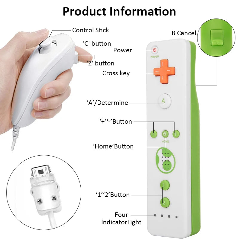 Control Remoto Inalámbrico con Motion Plus para Nintendo Wii y Wii U
