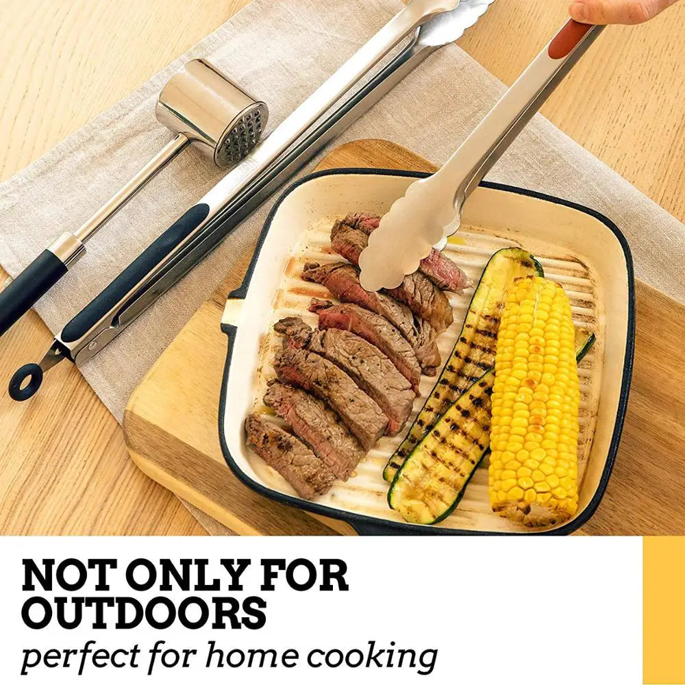 LMETJMA 9 ''12'' 14'' 16 ''pinzas de cocina pinzas de parrilla de acero inoxidable para cocinar barbacoa pinzas antideslizantes para ensalada Clips KC0312