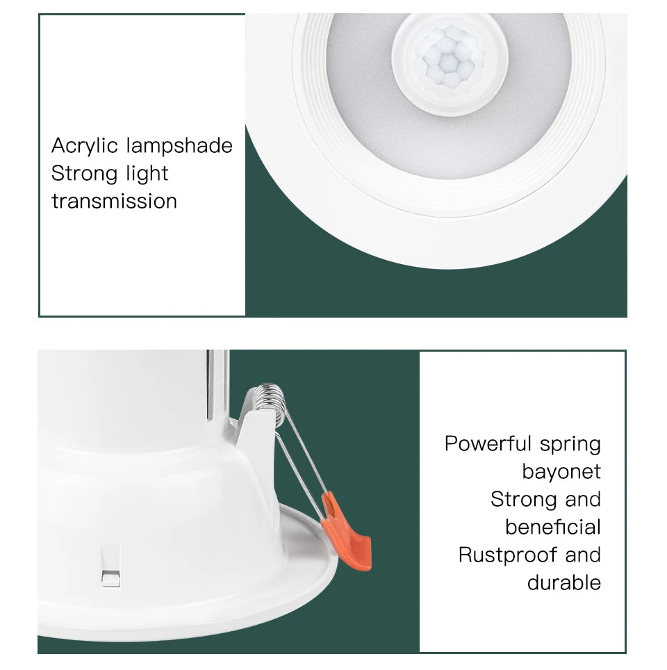 Foco LED Empotrable Redondo con Sensor de Movimiento