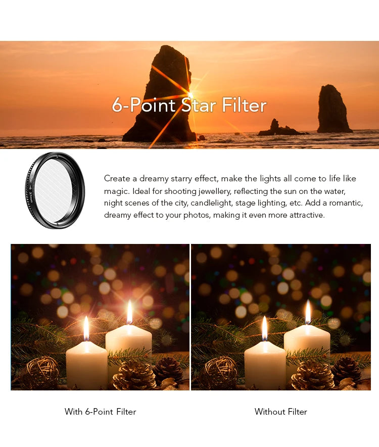 Kit 7 Lentes para Teléfono APEXEL con Filtros UV y CPL