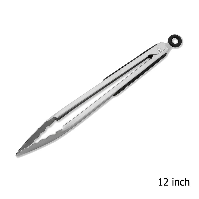 LMETJMA 9 ''12'' 14'' 16 ''pinzas de cocina pinzas de parrilla de acero inoxidable para cocinar barbacoa pinzas antideslizantes para ensalada Clips KC0312