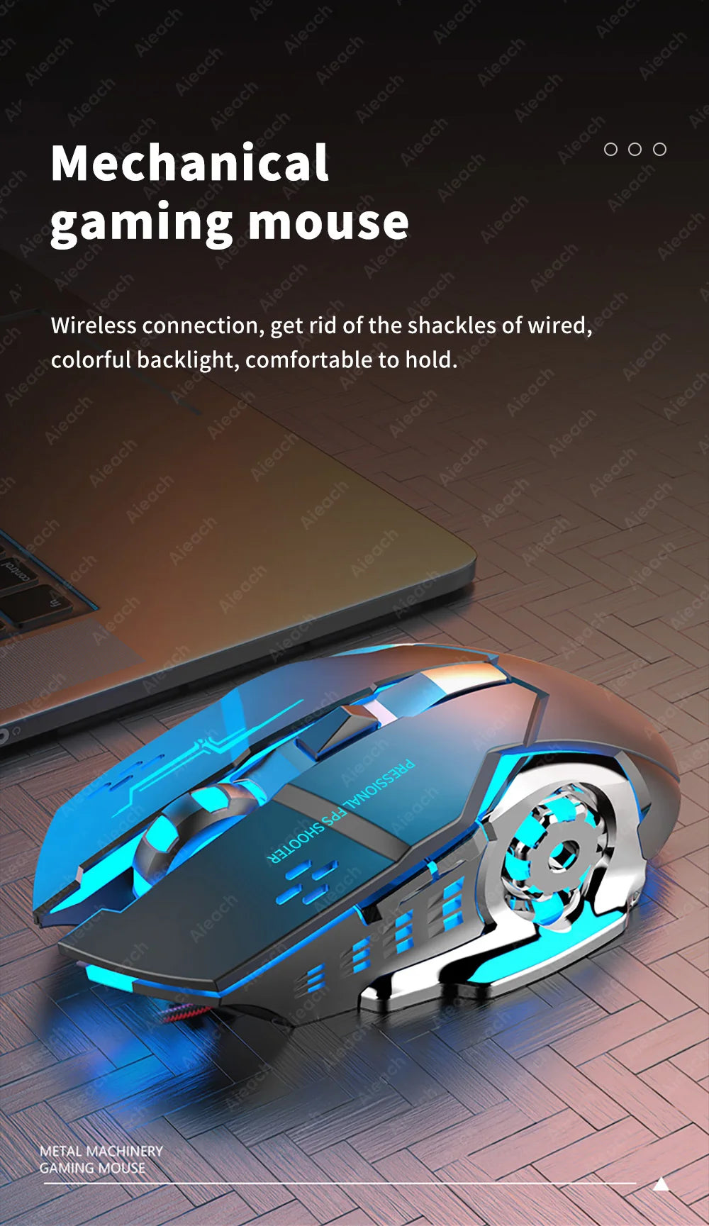 Ratón inalámbrico recargable para videojuegos, Mouse silencioso con Bluetooth, USB, mecánico, retroiluminación para deportes electrónicos, PC, Gamer