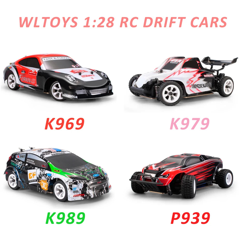 Wltoys-Coche de Control remoto para niños, auto de carreras a Control remoto de 30 KM/H, 1:28 RTR, 2,4G, 4WD, 4 canales, K969/K989