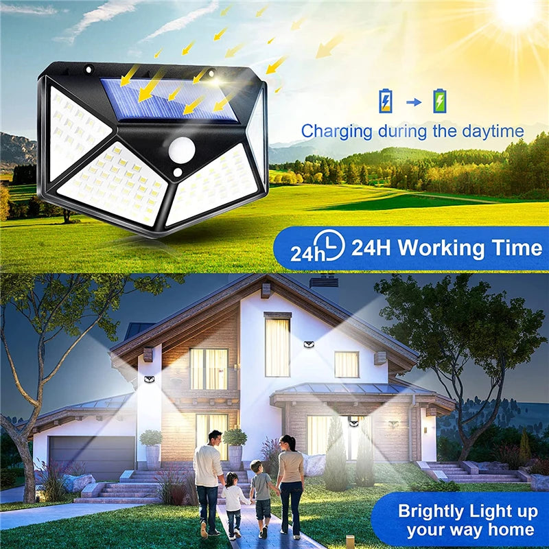 Luces Solares Exteriores 100 LED con Sensor de Movimiento