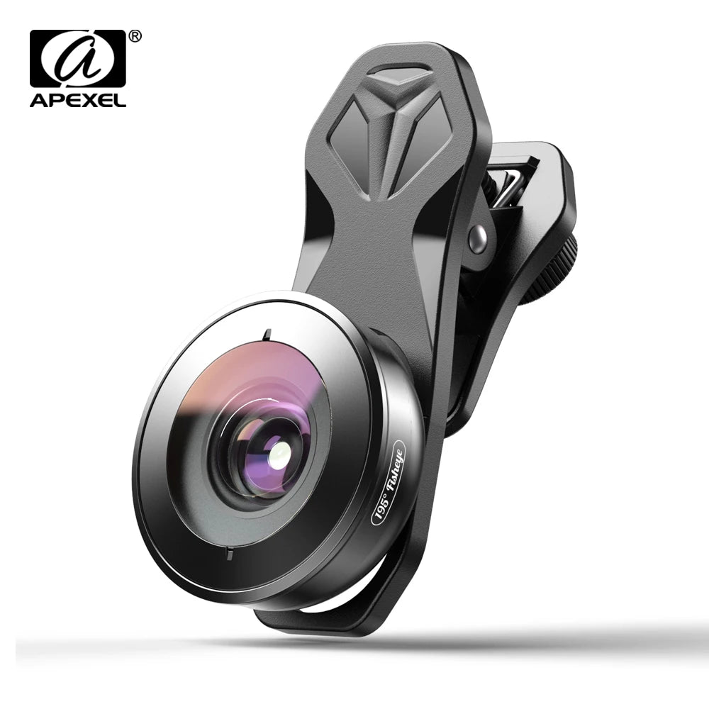 Lente Ojo de Pez APEXEL HD 195 Grados para iPhone y Smartphones Android