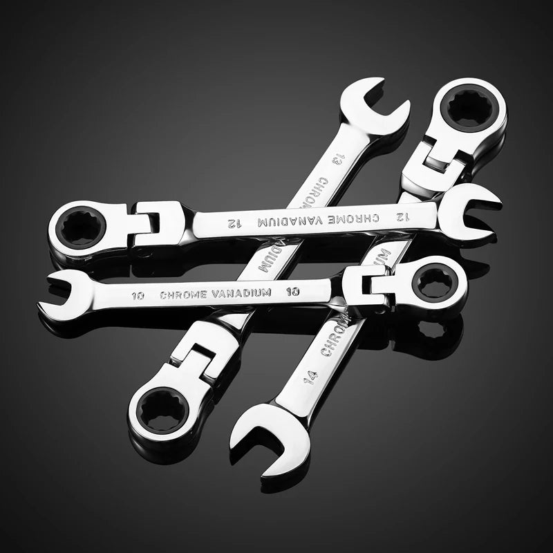 Llave de trinquete de cabeza pivotante Flexible, herramienta manual métrica de garaje para reparación de automóviles y hogares, 1 unidad