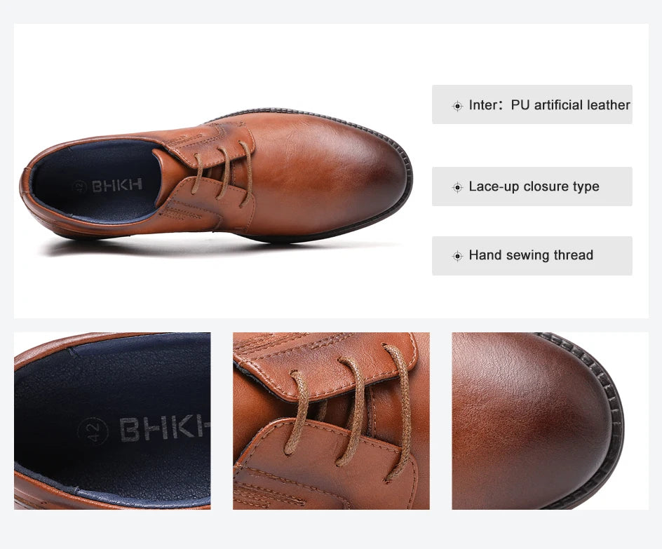BHKH zapatillas de deporte masculinas Otoño/Invierno traf zapatos casuales de cuero para hombres trabajo de negocios Oficina zapatos de vestir con cordones para hombres talla 47
