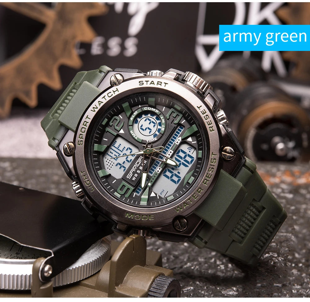 Reloj Militar SANDA Pantalla Dual LED Digital para Hombre