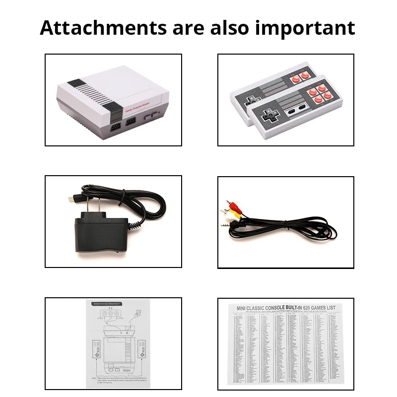 Consola de videojuegos Retro, consola de TV con salida AV, 500 juegos clásicos integrados, mando Dual para FC/ N ES