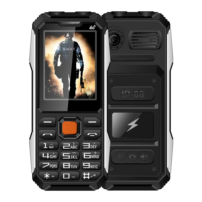 Teléfono exterior delgado y resistente, doble SIM, botón grande, Larga modo de reposo, lista negra, altavoz, dos linternas, marcación SOS, reproductor de vídeo MP3