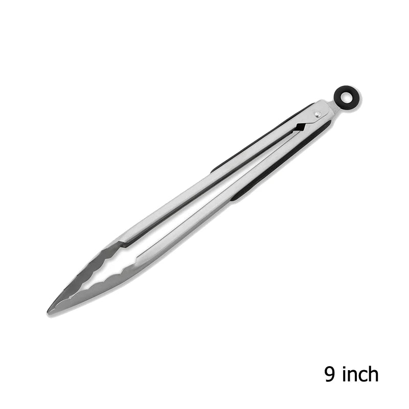 LMETJMA 9 ''12'' 14'' 16 ''pinzas de cocina pinzas de parrilla de acero inoxidable para cocinar barbacoa pinzas antideslizantes para ensalada Clips KC0312