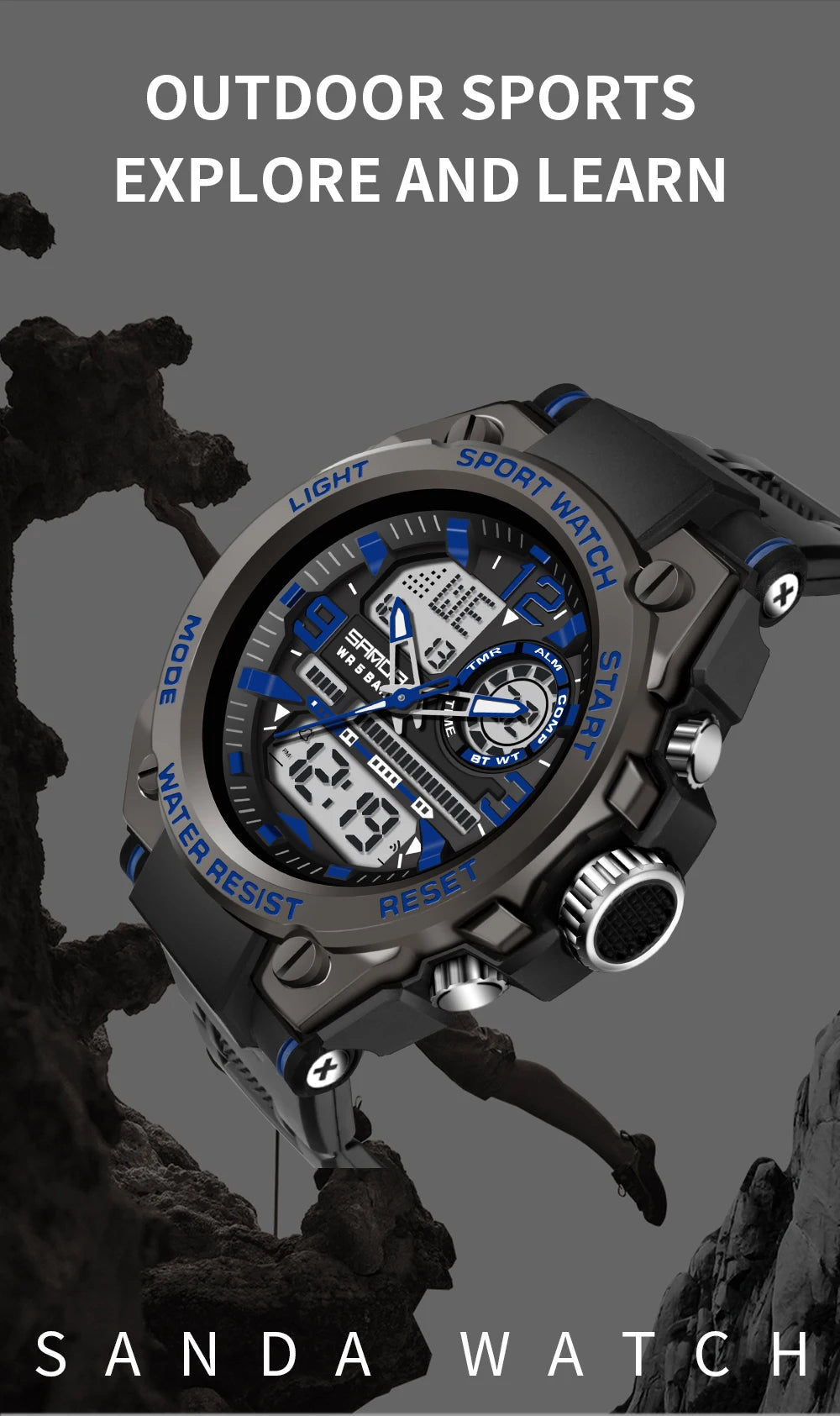Reloj Militar SANDA Pantalla Dual LED Digital para Hombre