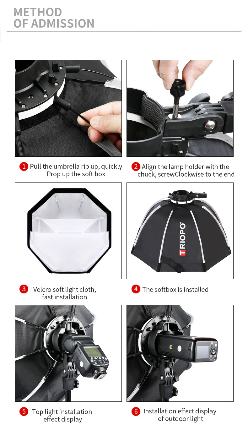 TRIOPO - Caja de Luz Octogonal Tipo Sombrilla KX de 65 cm, la Más Reciente, para Flash Godox AD200 V1, Accesorios para Estudio de Fotografía