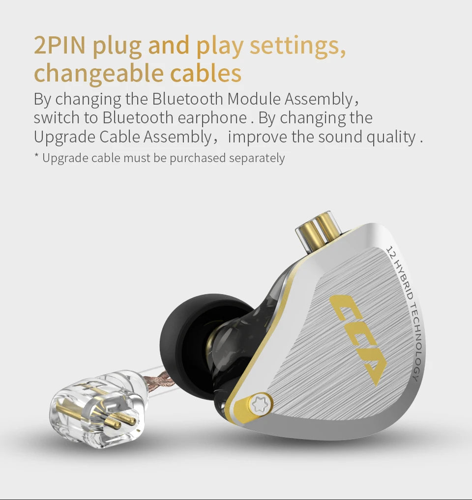 CCA C12 Auriculares Híbridos HiFi Monitor DJ