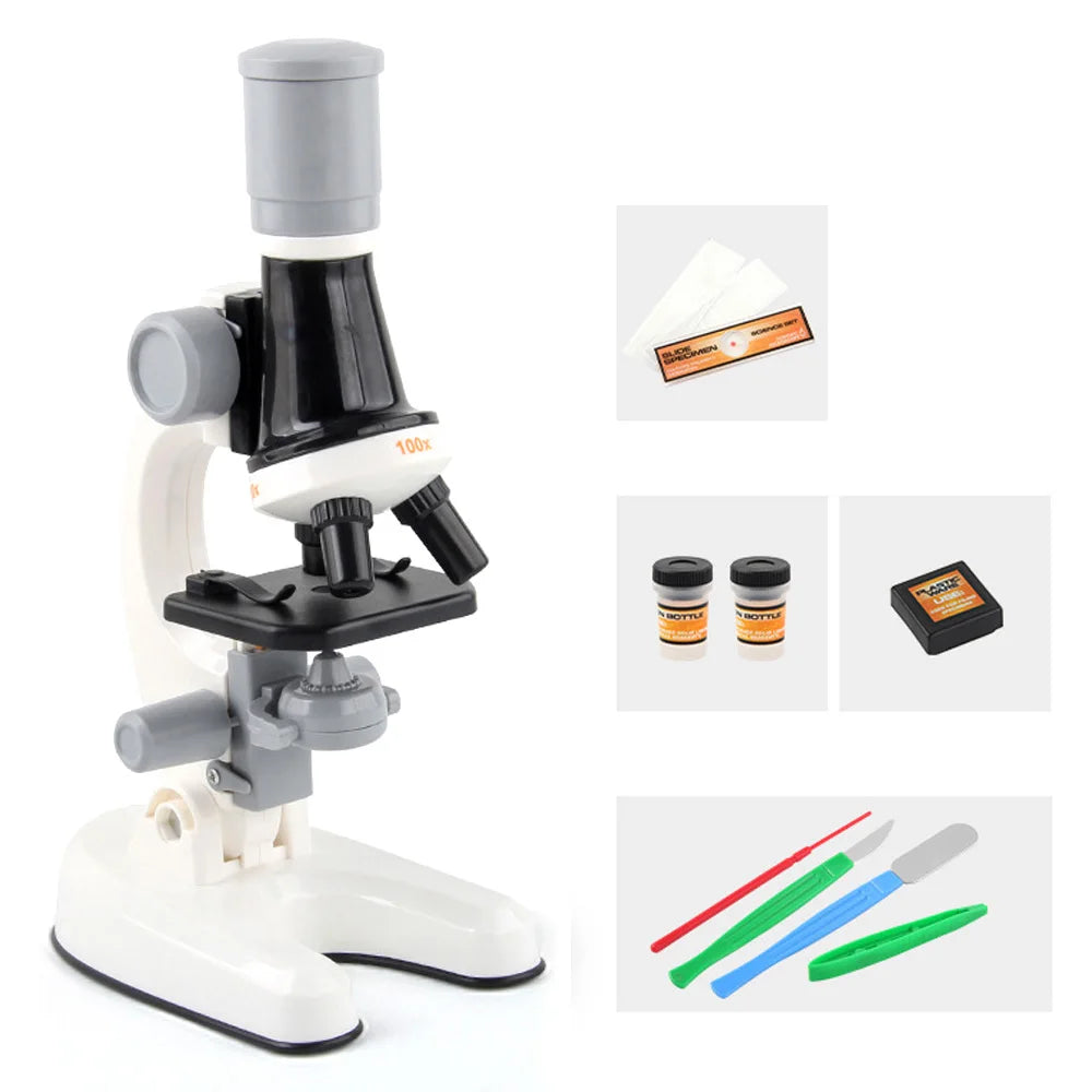 Kit Microscopio Educativo para Niños LED 100X 400X 1200X