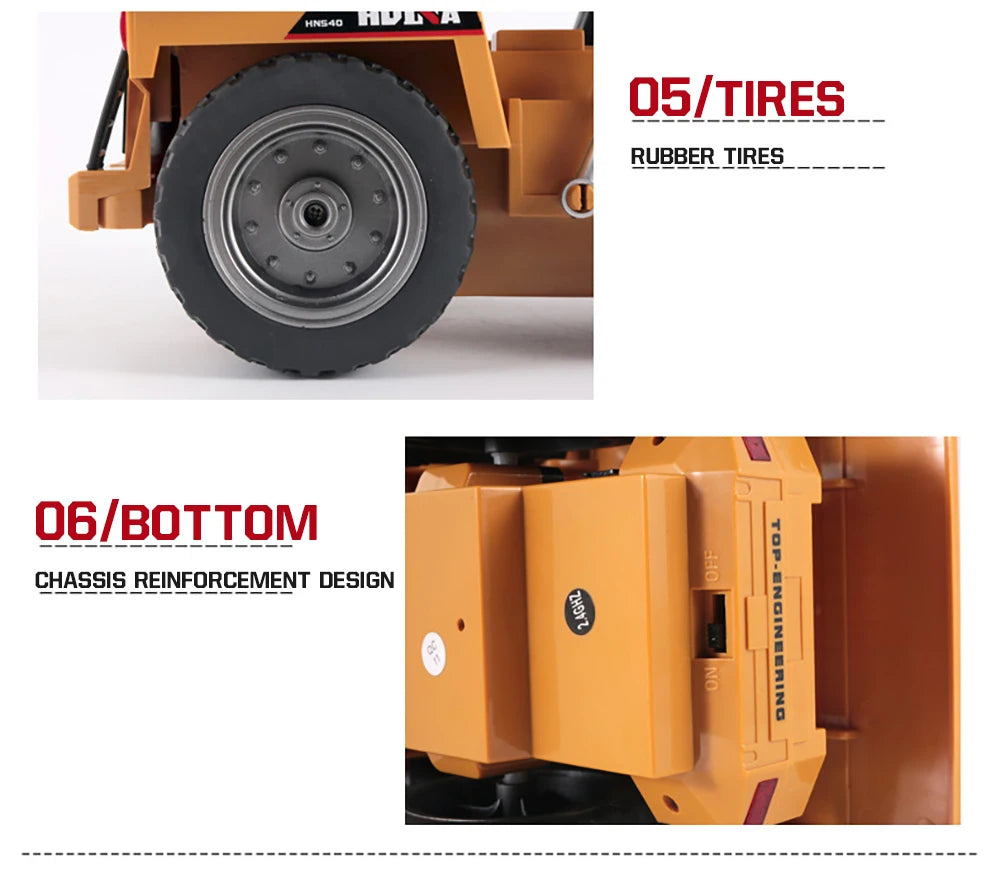 Camión Volquete RC 1:18 Control Remoto 6CH 2.4G Juguete Niños