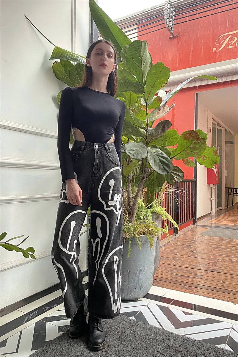 Pantalones Vaqueros Holgados de Pierna Ancha para Mujer, Hip-Hop Informales