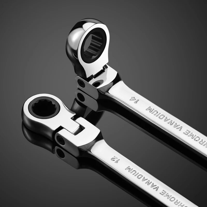 Llave de trinquete de cabeza pivotante Flexible, herramienta manual métrica de garaje para reparación de automóviles y hogares, 1 unidad