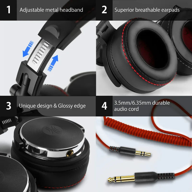 Oneodio con cable Profesional Estudio Auriculares Con microfono Estéreo Estudio Pro DJ Auricular Para El Teléfono de PC Ordenador sobre oreja monitora DJ cascos musica