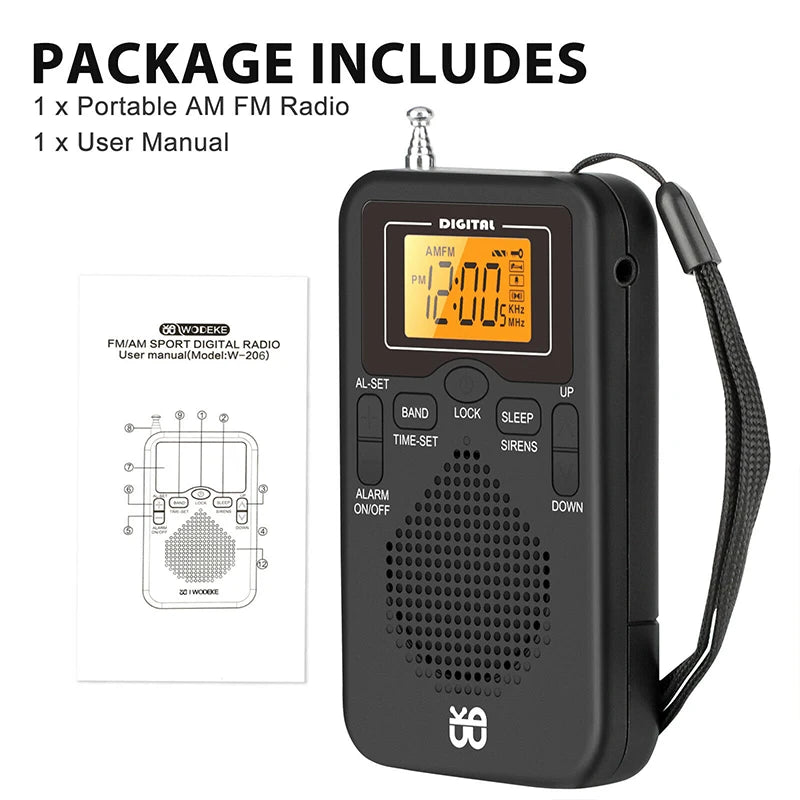Mini Radio Portátil AM FM de Bolsillo con Altavoz y Despertador