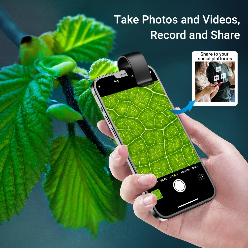 Lente Microscopio 200X APEXEL con Luz LED para Smartphones