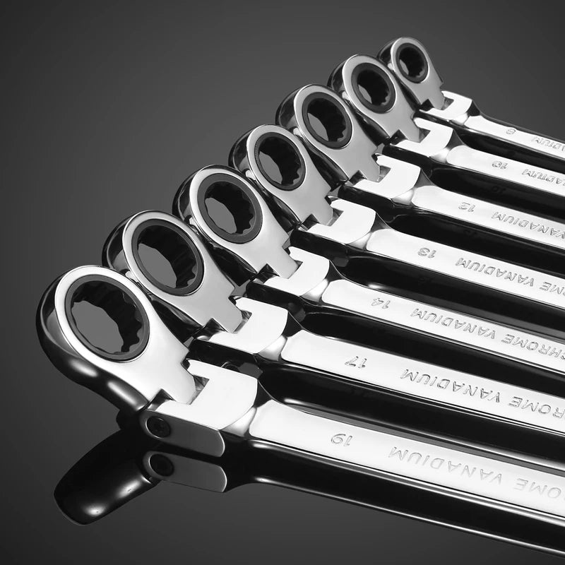 Llave de trinquete de cabeza pivotante Flexible, herramienta manual métrica de garaje para reparación de automóviles y hogares, 1 unidad