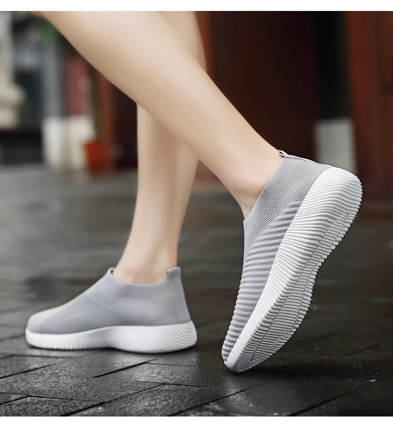 Zapatos vulcanizados para mujer, zapatillas de deporte de alta calidad para mujer, zapatos planos sin cordones, mocasines para mujer de talla grande 42, zapatos planos para caminar