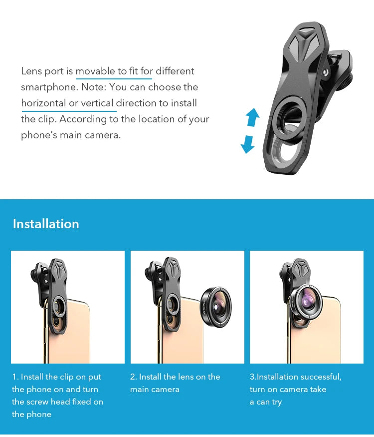 Lente Gran Angular 170° HD APEXEL para Teléfono Móvil y Smartphones