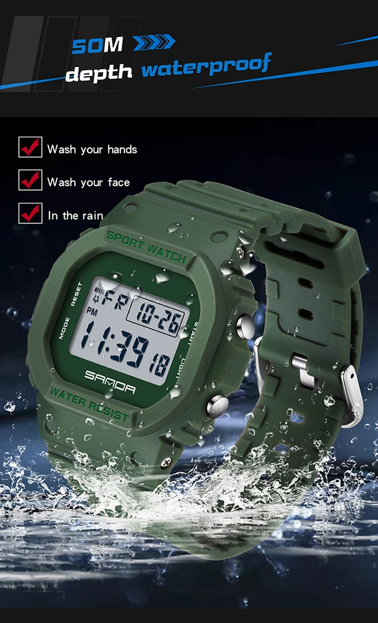 Reloj Digital SANDA 2107 Militar para Hombre, Estilo G Sport LED