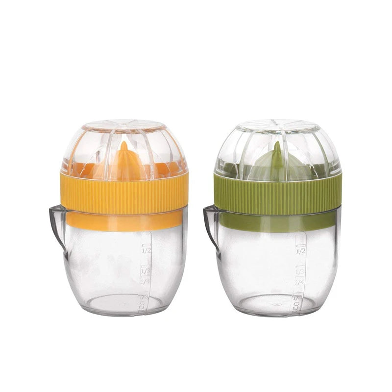 Exprimidor de limón LMETJMA con tapa, exprimidor de limón Manual de plástico, taza de prensa de naranja, exprimidor de cítricos con boquilla para verter, herramientas para frutas KC0130