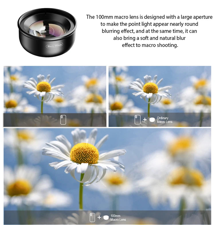 Lente Macro 100mm APEXEL con Filtros CPL y Estrella