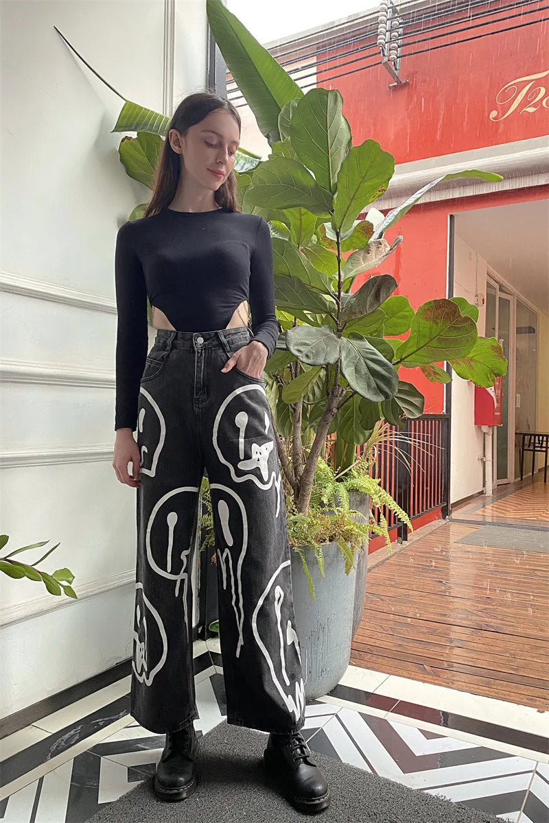 Pantalones Vaqueros Holgados de Pierna Ancha para Mujer, Hip-Hop Informales