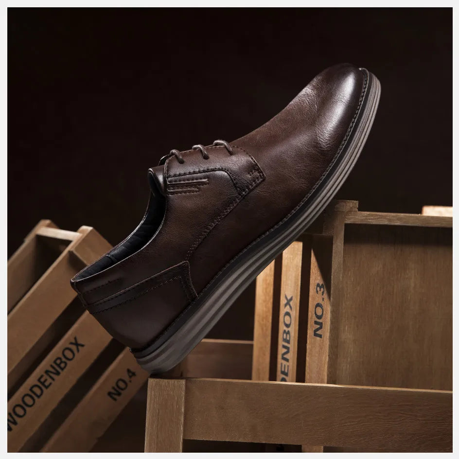 BHKH zapatillas de deporte masculinas Otoño/Invierno traf zapatos casuales de cuero para hombres trabajo de negocios Oficina zapatos de vestir con cordones para hombres talla 47