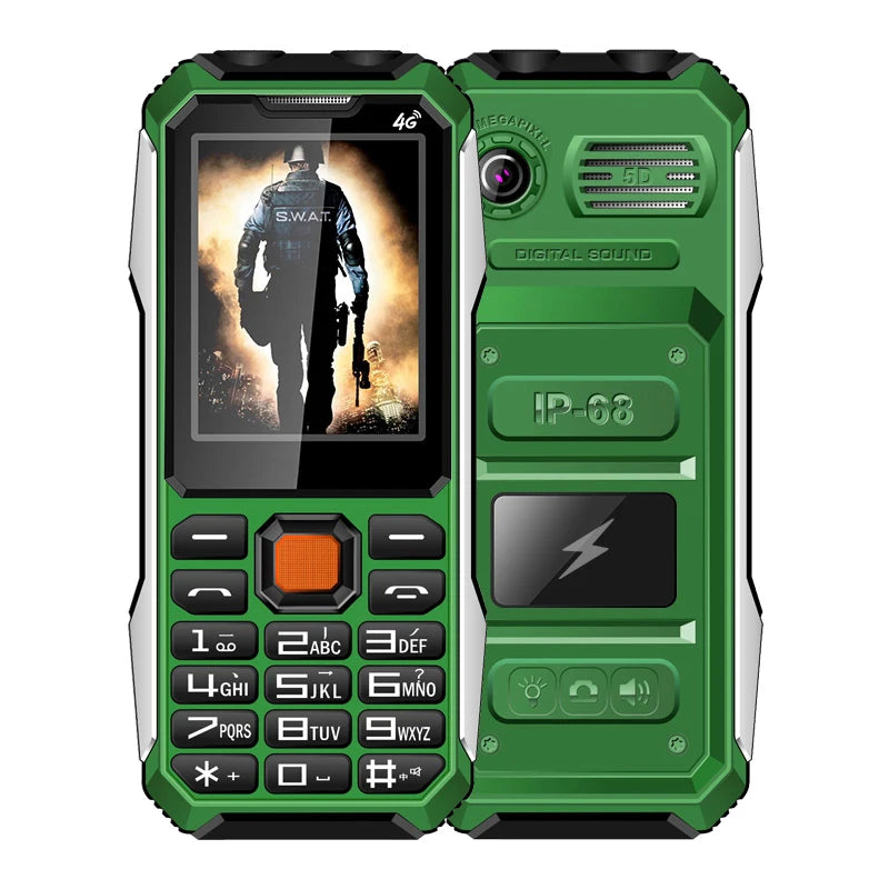 Teléfono exterior delgado y resistente, doble SIM, botón grande, Larga modo de reposo, lista negra, altavoz, dos linternas, marcación SOS, reproductor de vídeo MP3