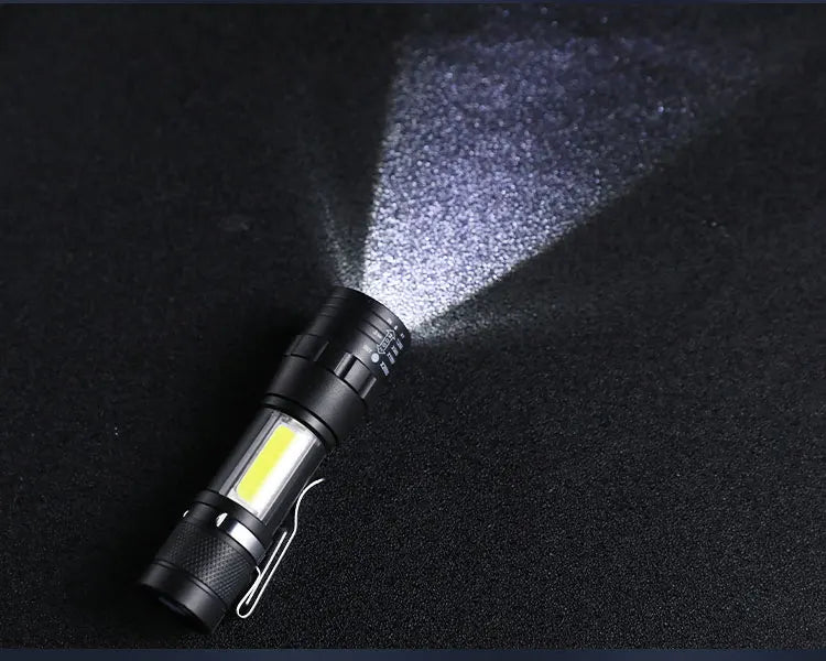 Linterna LED Recargable COB T6 con Zoom 3 Modos Impermeable