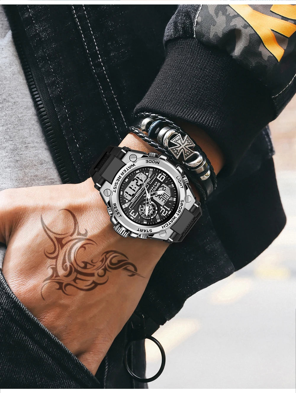 Reloj Militar SANDA Pantalla Dual LED Digital para Hombre
