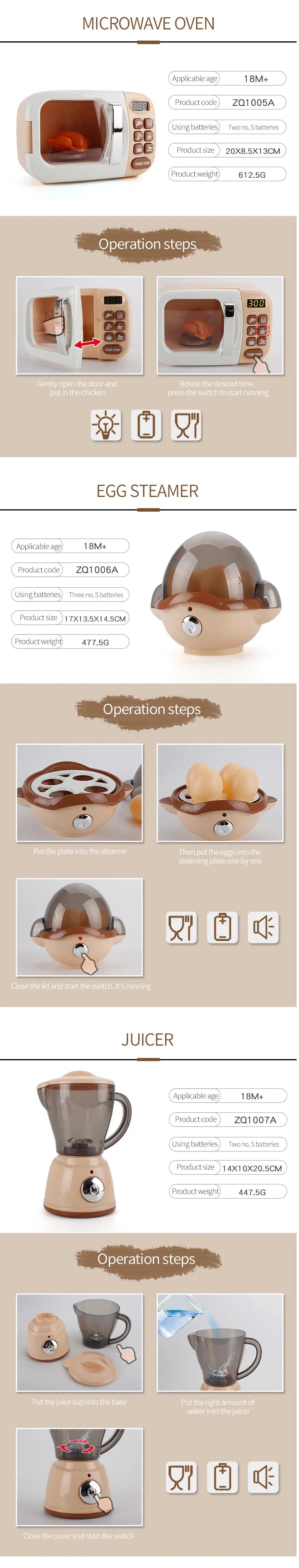 Juguete Electrodomésticos de Cocina en Miniatura para Niños