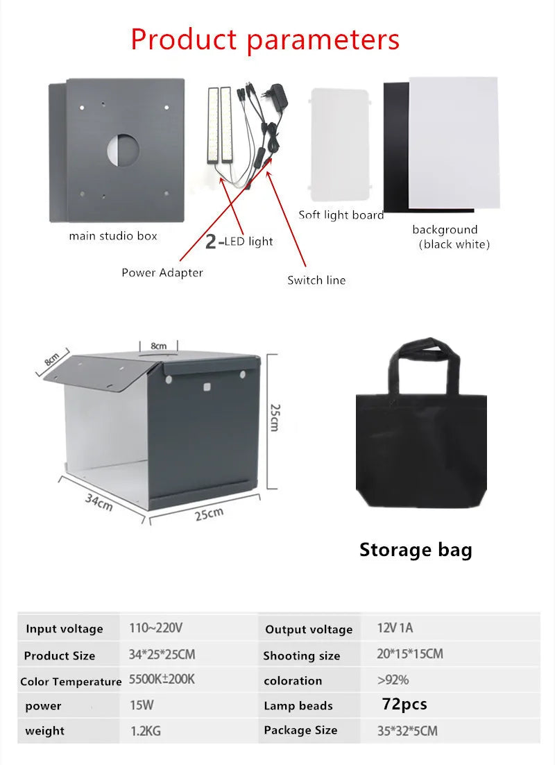 SANOTO 2 luz Led plegable foto caja de luz sala de fotografía estudio fotográfico Softbox fotografía mini estudio kit de disparo de mesa
