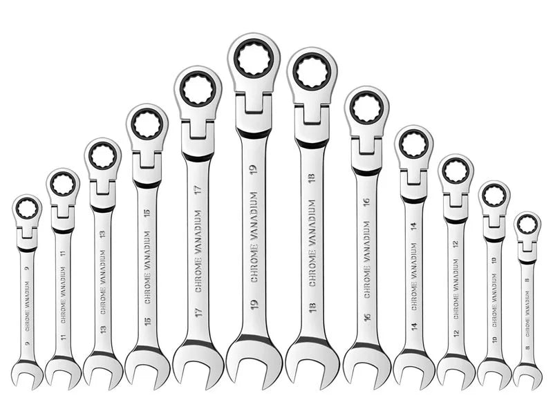 Llave de trinquete de cabeza pivotante Flexible, herramienta manual métrica de garaje para reparación de automóviles y hogares, 1 unidad