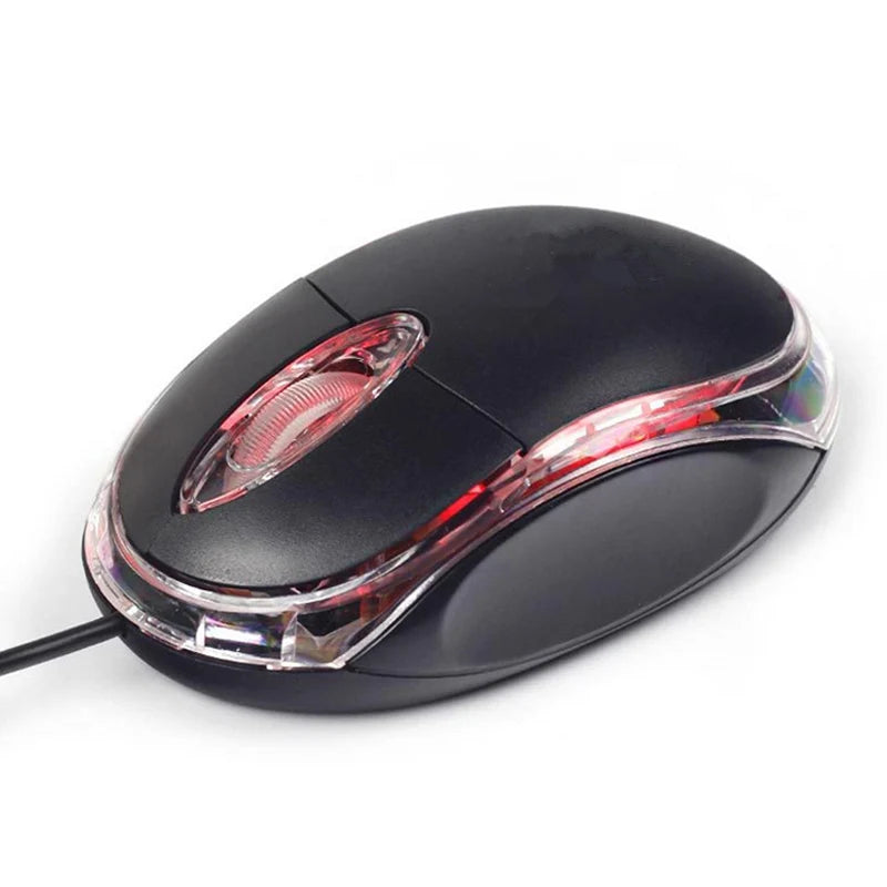 Mini ratón óptico con cable USB LED ratón de diseño ergonómico para PC/portátil/portátil
