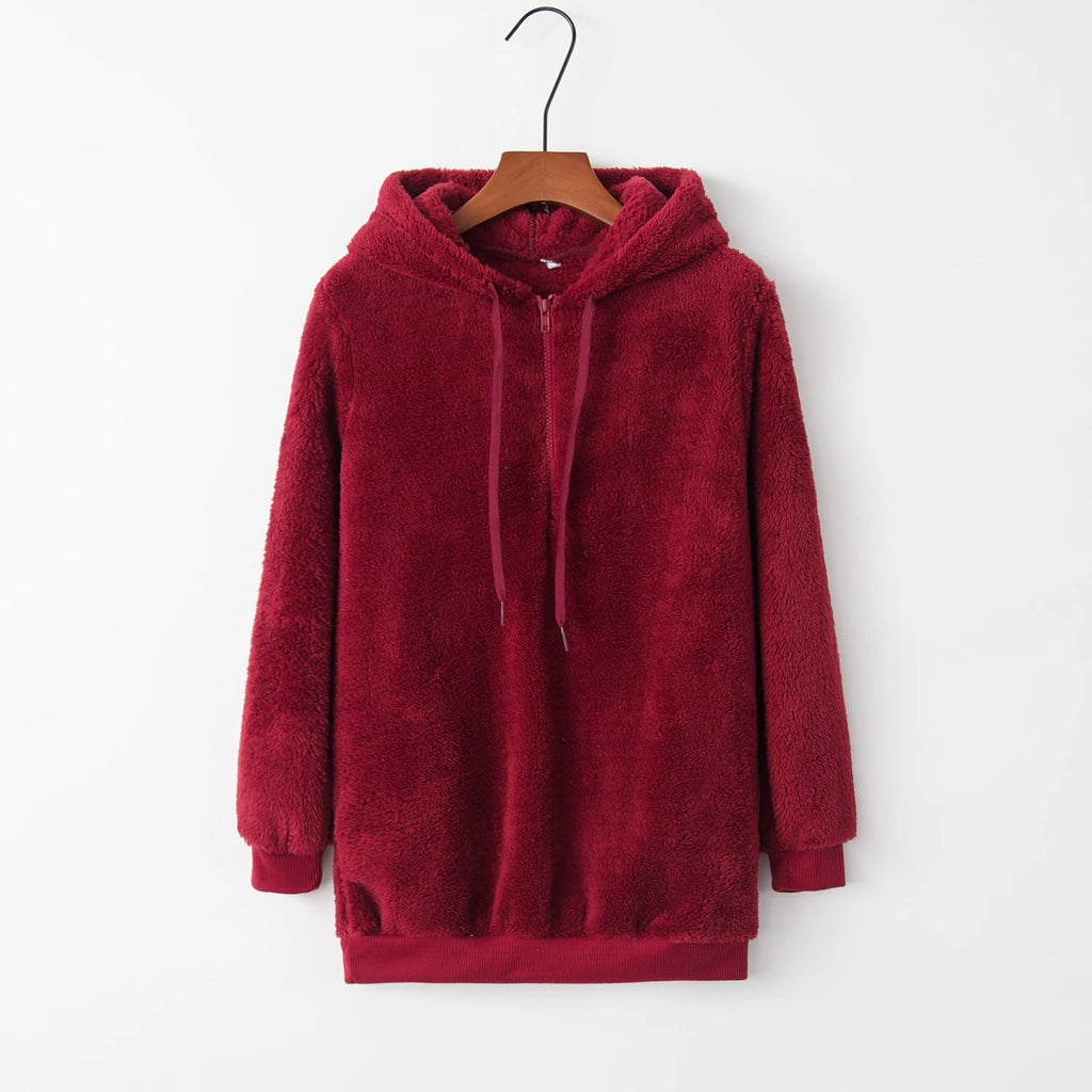 Suéter con capucha de manga larga para mujer, abrigo monocromático, tendencia de moda