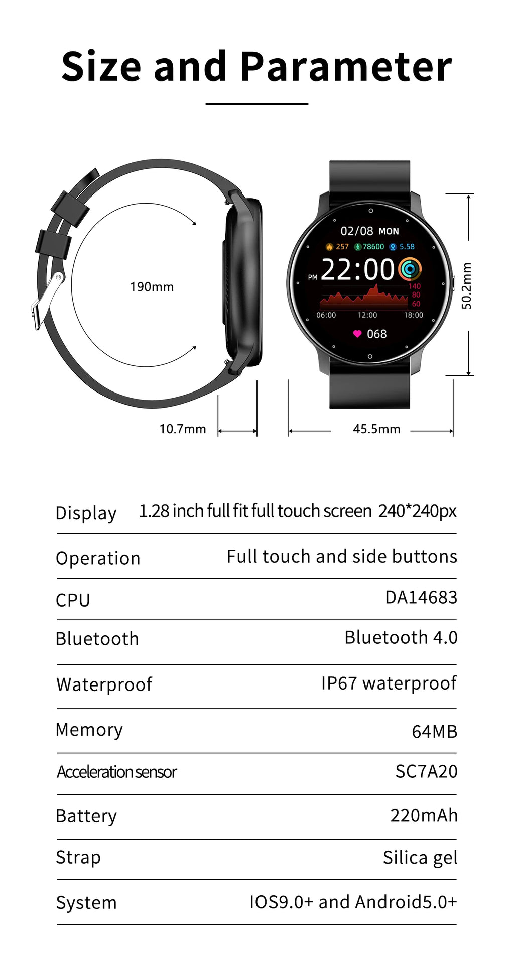 Reloj Inteligente Deportivo Impermeable con Monitor de Ritmo Cardíaco