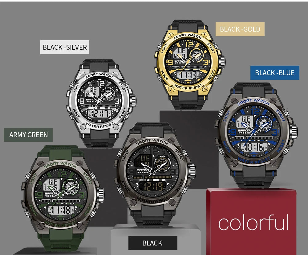 Reloj Militar SANDA Pantalla Dual LED Digital para Hombre