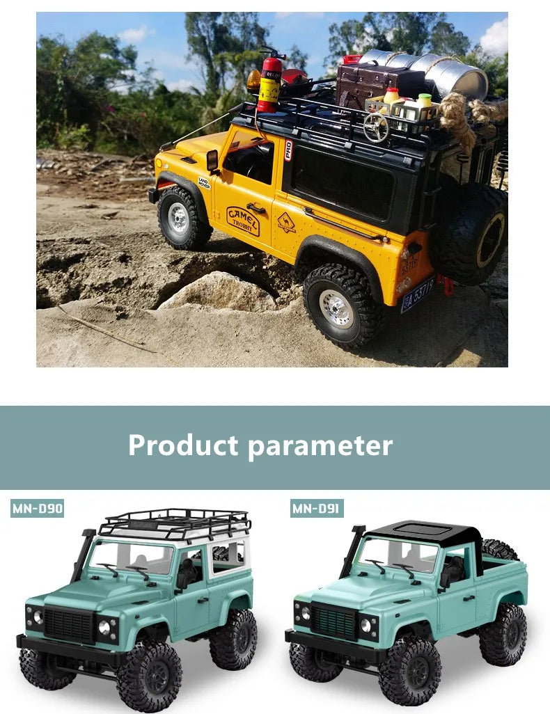 Camioneta RC 4WD Todoterreno con Luces y Control Remoto 2.4G