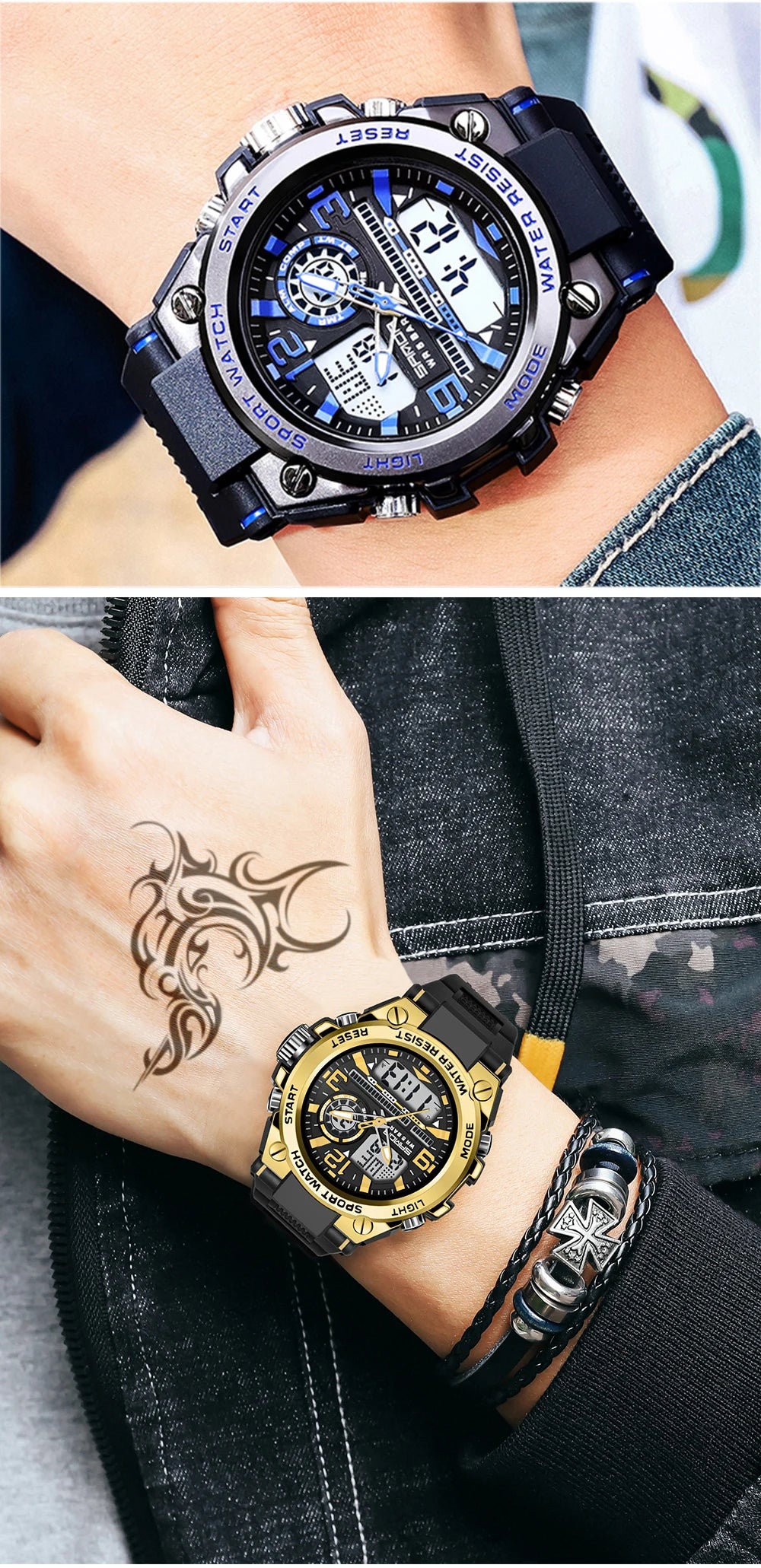 Reloj Militar SANDA Pantalla Dual LED Digital para Hombre