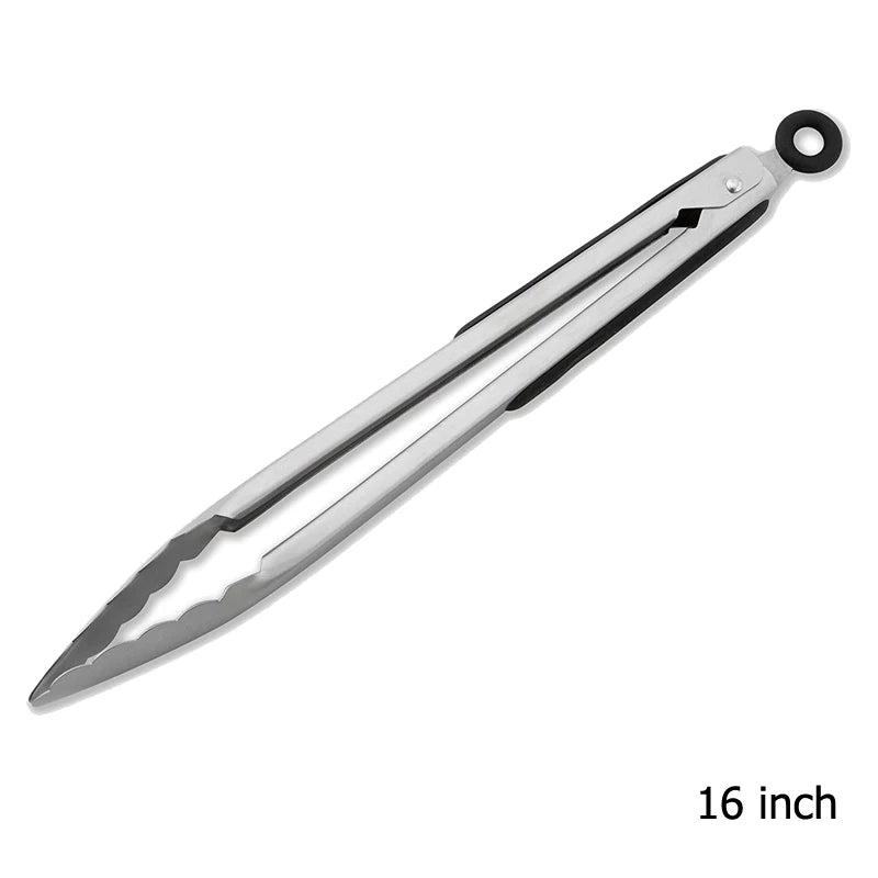 LMETJMA 9 ''12'' 14'' 16 ''pinzas de cocina pinzas de parrilla de acero inoxidable para cocinar barbacoa pinzas antideslizantes para ensalada Clips KC0312