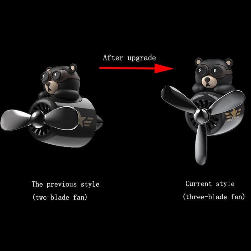Ambientador para coche Bear Pilot Hélice giratoria Salida de aire Perfume Aroma Fragancia Diseño magnético