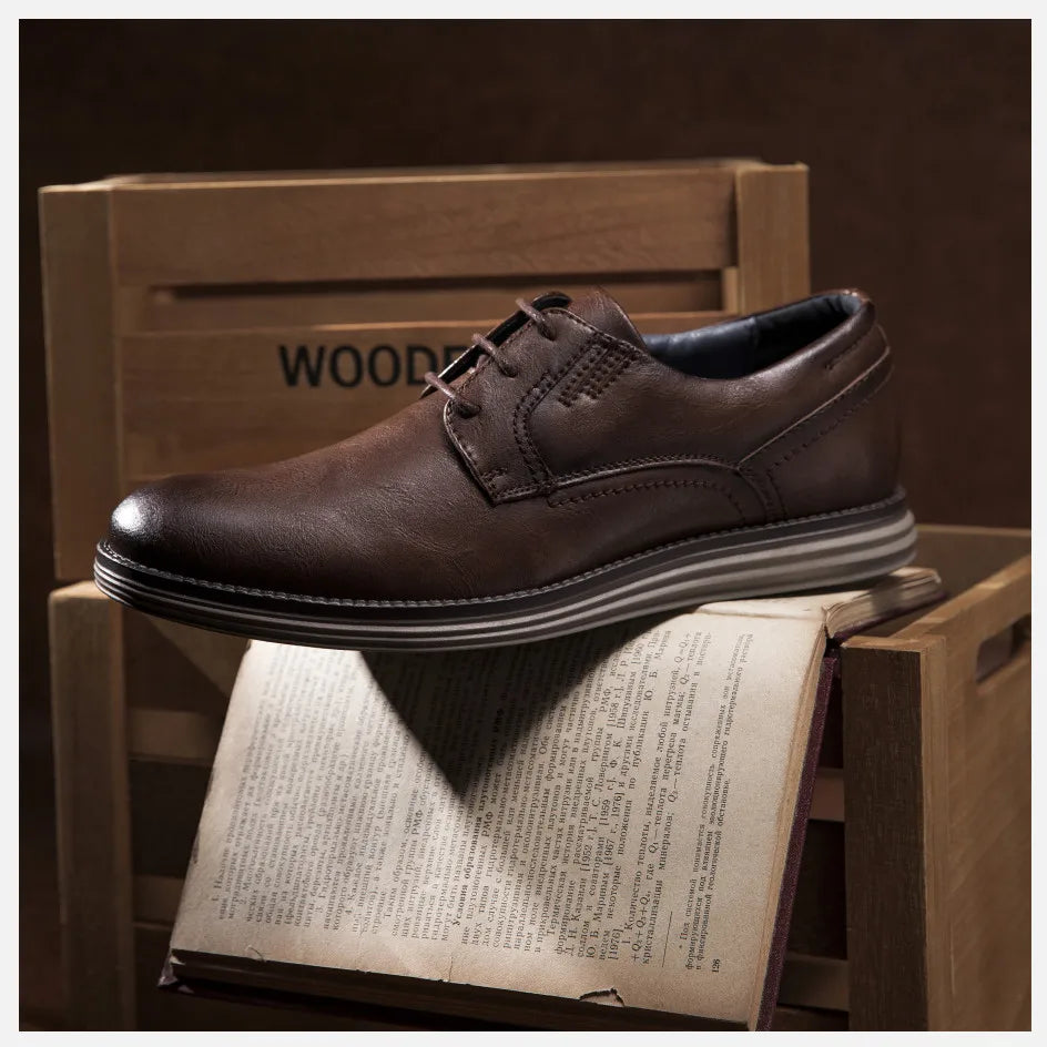 BHKH zapatillas de deporte masculinas Otoño/Invierno traf zapatos casuales de cuero para hombres trabajo de negocios Oficina zapatos de vestir con cordones para hombres talla 47