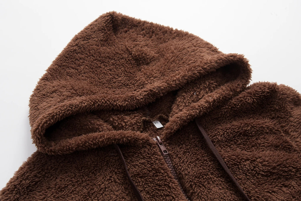 Suéter con capucha de manga larga para mujer, abrigo monocromático, tendencia de moda