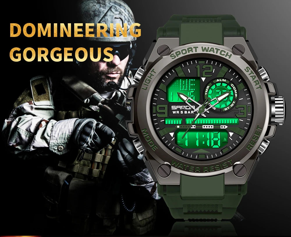 Reloj Militar SANDA Pantalla Dual LED Digital para Hombre